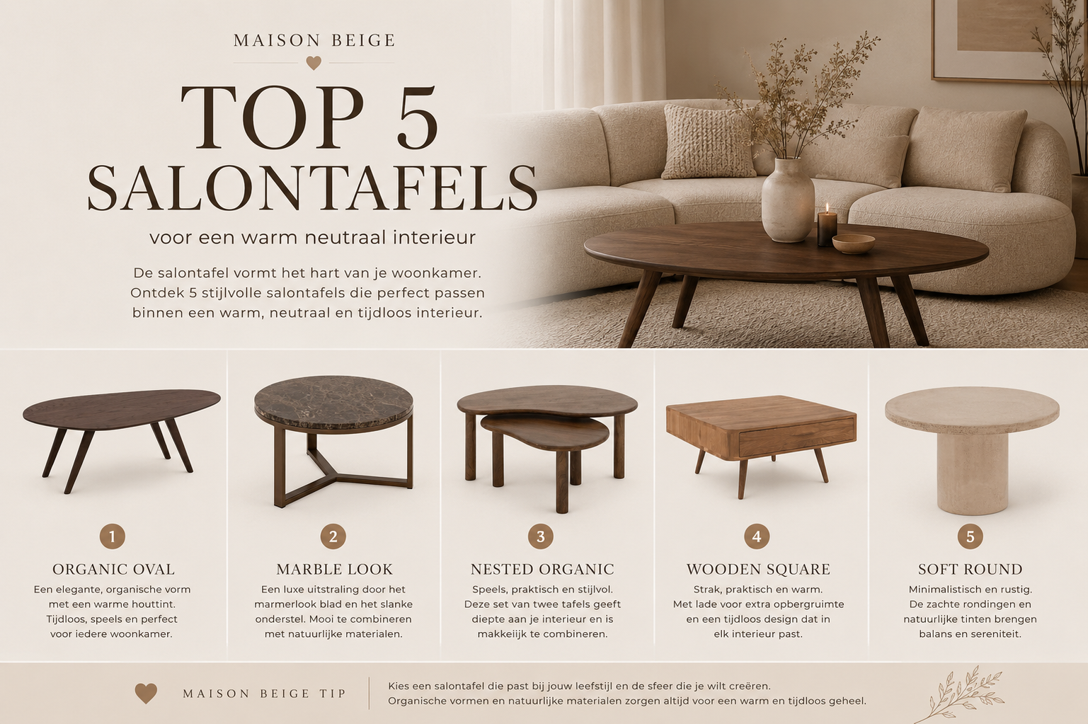 Top 5 Salontafels voor een Warm Neutraal Interieur