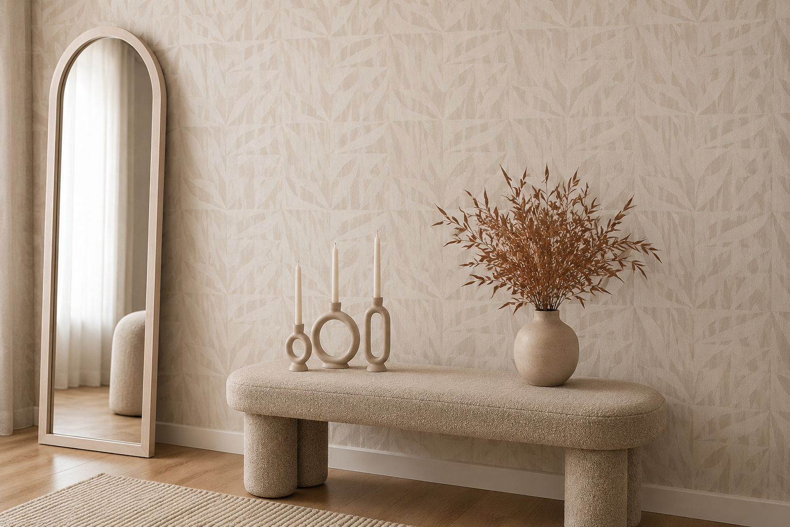Warm Beige Entree met Zandkleurig Behang